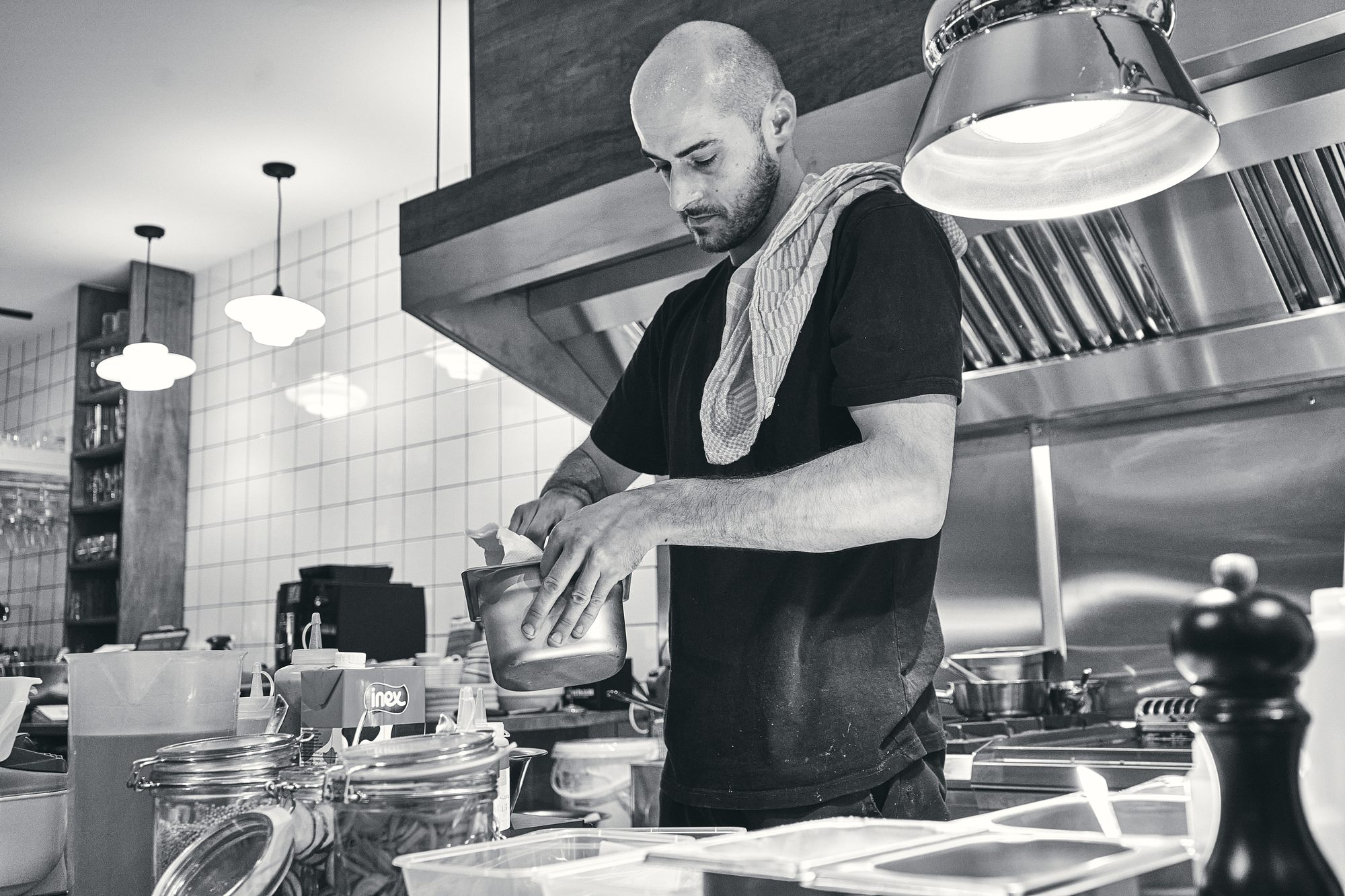 In the kitchen — chef at the stove